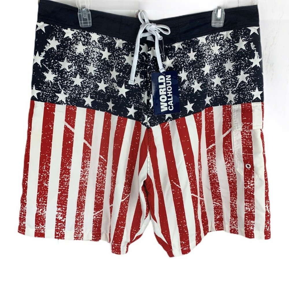 NWT World Calhoun American Flag Board Shorts